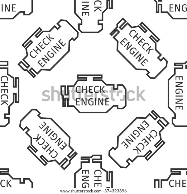 Check engine icon seamless pattern on white\
background. Vector\
Illustration