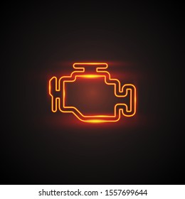 Check engine light symbol. Caution light symbol in car, modern style. Vector illustration.