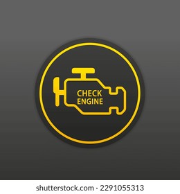 Check engine light symbol. Caution light symbol in car, modern style. Flat style. Check engine button. Vector illustration