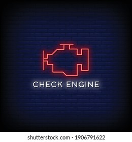 Check Engine Logo Neon Signs Style Text Vector