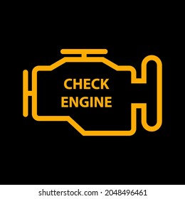 Check engine on black background in line style. Vector