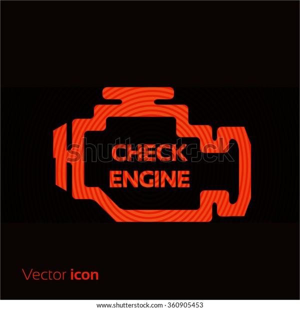 Check\
engine, red icon isolated on black\
background