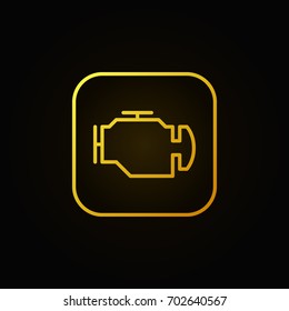 Check Engine Yellow Icon - Vector Car Diagnostic Concept Sign Or Logo Element On Dark Background