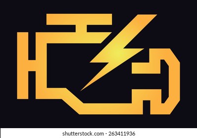 Check engine yellow logo symbol icon 