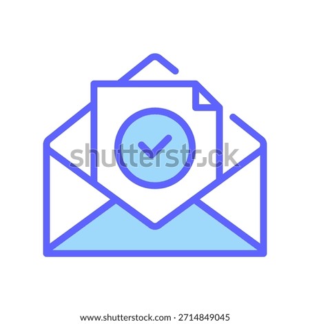 Check Envelope Opened Line Icon, Outline Symbol for Letter Read, Mail Acknowledged, Invite Accepted, Communication Received, and Post Checked. Vector Sign Icon.