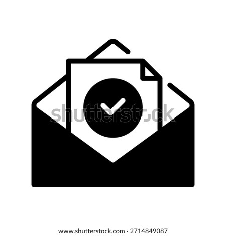 Check Envelope Opened Line Icon, Outline Symbol for Letter Read, Mail Acknowledged, Invite Accepted, Communication Received, and Post Checked. Vector Sign Icon.