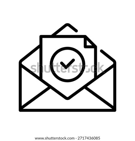 Check Envelope Opened Line Icon, Outline Symbol for Letter Read, Mail Acknowledged, Invite Accepted, Communication Received, and Post Checked. Vector Sign Icon.