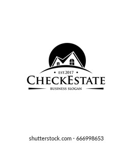 Check Estate Home Logo. Real Estate Property Logo Design Template. Great logo suitable for all types of business. Memorable, simple and unique brand / branding symbol.