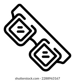 Compruebe el vector de contorno de iconos de las gafas oculares. Corrección láser. Lente de atención