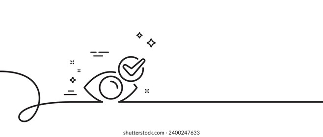 Check eye line icon. Continuous one line with curl. Oculist clinic sign. Optometry vision symbol. Check eye single outline ribbon. Loop curve pattern. Vector