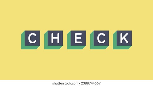 CHECK, eye-catching image, background, cube, yellow