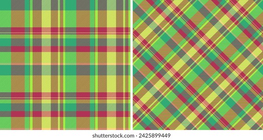 Check fabric pattern of textile seamless texture with a plaid background vector tartan. Set in food colours for buffalo fashion in rustic look.