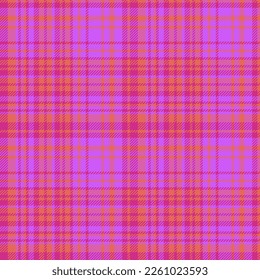 Check fabric plaid. Seamless texture pattern. Textile background tartan vector in pink and red colors.