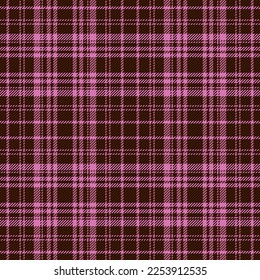 Check fabric plaid. Texture vector textile. Background seamless pattern tartan in pink and dark colors.