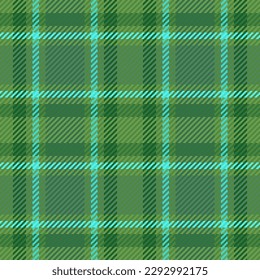 Compruebe el tartán de tela. Textura de fondo del patrón. Vector textil sin fisuras en colores verde y cian.
