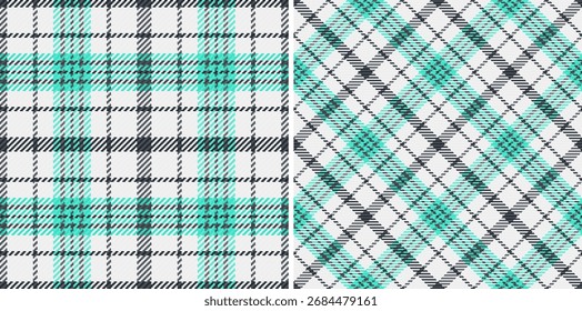 Verifique o tartã de tecido de fundo padrão xadrez com uma textura de vetor têxtil sem costura. Definir em cores de espaço. Tendências de uniformes escolares.