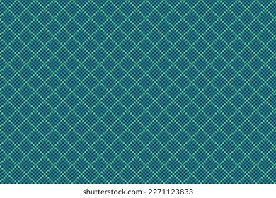 Compruebe el tartán de tela. Tejido textil de lona. Patrón vectorial sin costuras de fondo en colores azul y verde.