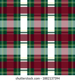 Check fabric texture seamless pattern. Red and green background.