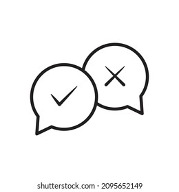 Check false or true icon  survey decision  speech bubble tick  vector illustration