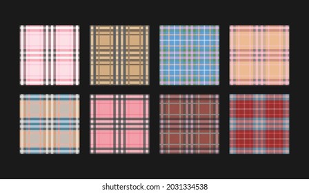 Compruebe el conjunto de patrones sin fisuras de la moda Repita la colección de fondos para impresiones textiles, papel pintado, envoltura con imitación de tela.