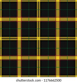 Check fashion tweed black and yellow seamless pattern. Tartan repeat element for fashion textile prints, wallpaper, wrapping, fabric imitation and backgrounds.