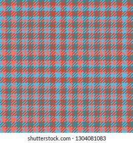 Check fashion tweed blue and coral seamless pattern for fashion textile prints, wallpaper, wrapping, trendy fabric imitation and backgrounds.