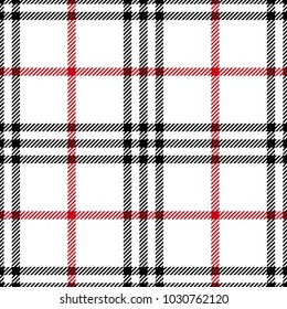 Check fashion tweed white, red and black seamless pattern for fashion textile prints, wallpaper, wrapping, fabric imitation and backgrounds.