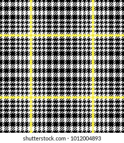 Check fashion tweed white, yellow and black seamless pattern for fashion textile prints, wallpaper, wrapping, fabric imitation and backgrounds.