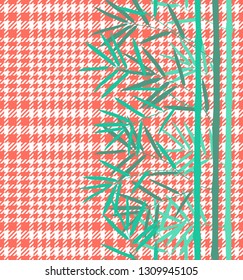 Check Fashion Vector Seamless Pattern with Bamboo