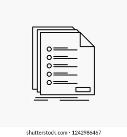 Check, filing, list, listing, registration Line Icon. Vector isolated illustration