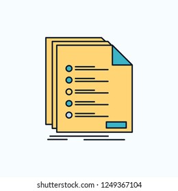 Check, filing, list, listing, registration Flat Icon. green and Yellow sign and symbols for website and Mobile appliation. vector illustration