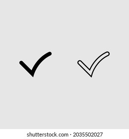 verificación de relleno y conjunto de iconos de contorno de ilustración vectorial aislada