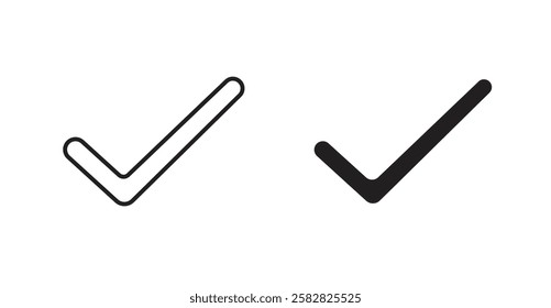 Check filled and outlined icons vectors on white background