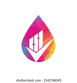 Check finance drop shape logo icon vector. Mark chart and graph logo.
