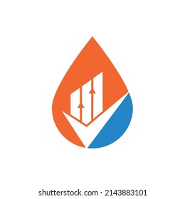 Check finance drop shape logo icon vector. Mark chart and graph logo.