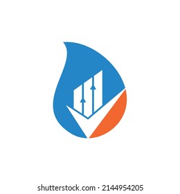 Check finance drop shape logo icon vector. Mark chart and graph logo.