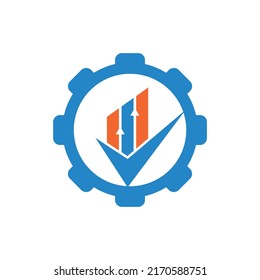 Check finance gear shape logo icon vector. Creative Finance Logo and Icon Template. Mark chart and graph logo.