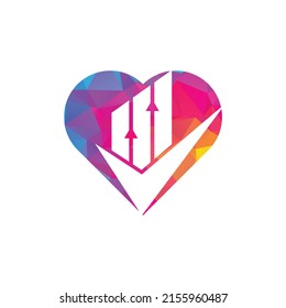 Check finance heart shape logo icon vector. Mark chart and graph logo.