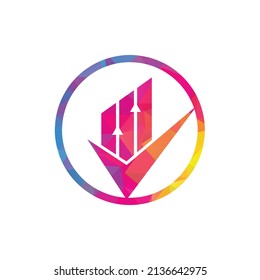 Comprobar el vector de icono del logotipo de finanzas. Logo de Creative Finance y plantilla de iconos. Marcar el logotipo de gráfico y gráfico