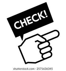 Check finger pointing icon, vector illustration