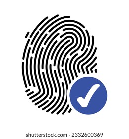 Check Fingerprint Icon, Vector Graphics