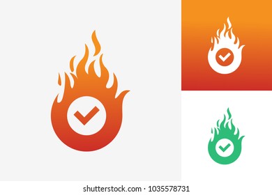 Check Fire Logo Template Design Vector, Emblem, Design Concept, Creative Symbol, Icon
