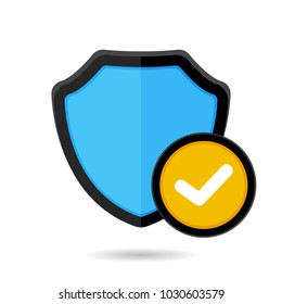 Check firewall protect protection security shield icon. Vector illustration
