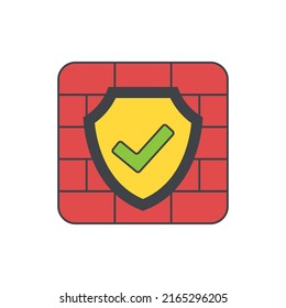 Check firewall protection in color icon, isolated on white background 