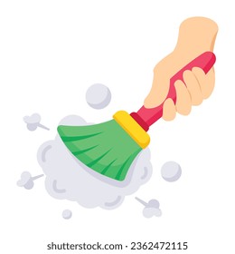 Comprobar el icono plano de limpieza de escobas 