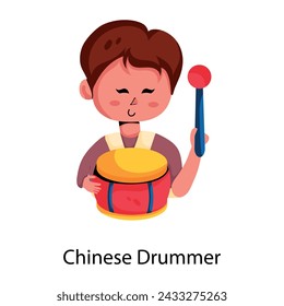 Check flat icon of chinese drummer 