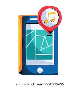 Comprobar el icono plano de la ubicación de la música 