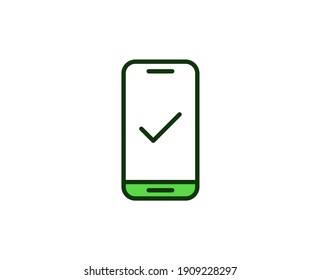 Überprüfen Sie das flache Symbol. Leuchtende Zeichen für Design-Logo, Visitenkarte usw. Einmaliges, qualitativ hochwertiges Umrisssymbol für Webdesign oder mobile App. Schildern Sie das Umrisspiktogramm.