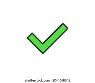 Überprüfen Sie das flache Symbol. Leuchtende Zeichen für Design-Logo, Visitenkarte usw. Einmaliges, qualitativ hochwertiges Umrisssymbol für Webdesign oder mobile App. Umrisspiktogramm.