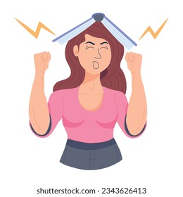 Comprobar una ilustración plana de un estudiante enfadado  
